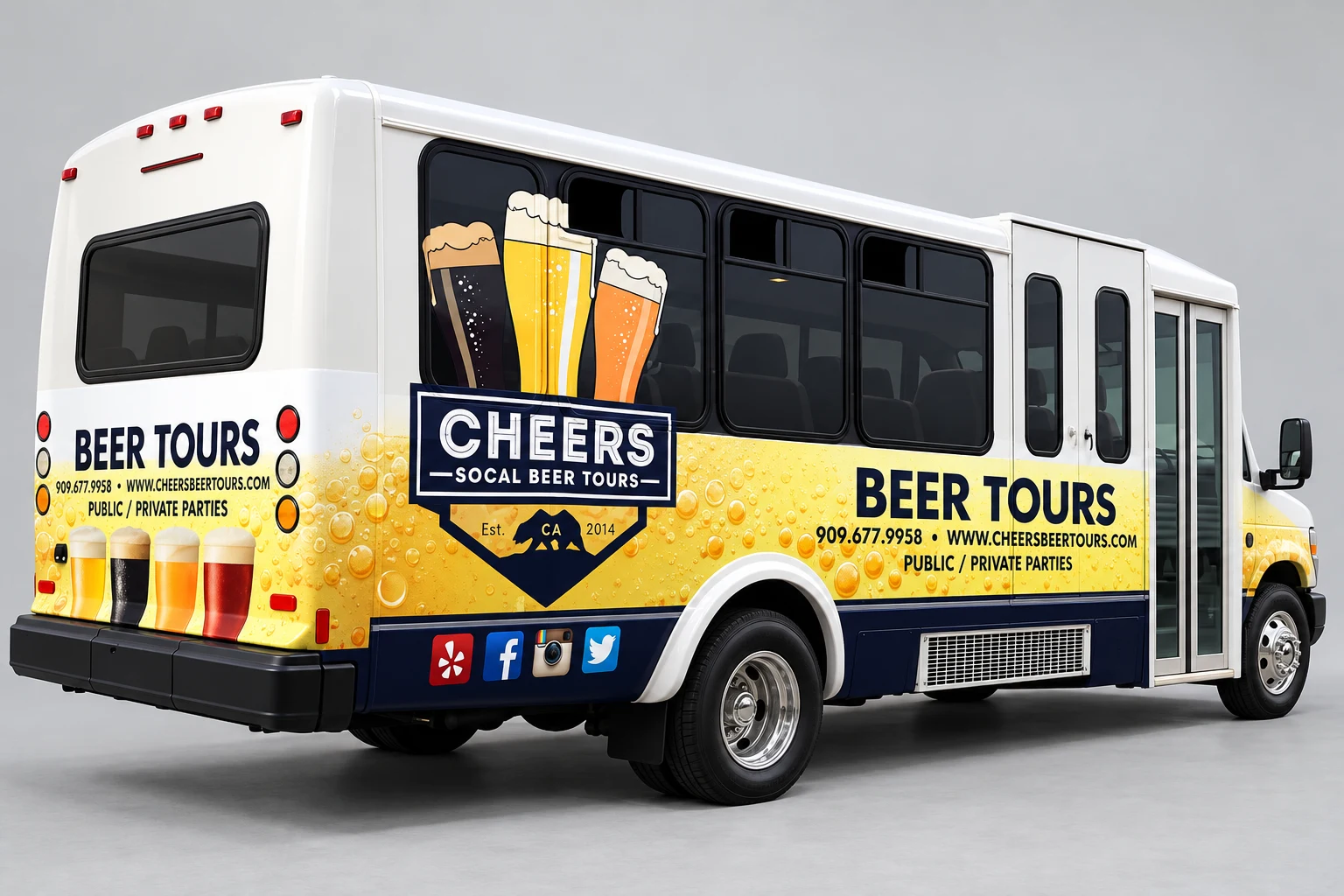 Cheers Beer Tours: recreated bus wrap mockup