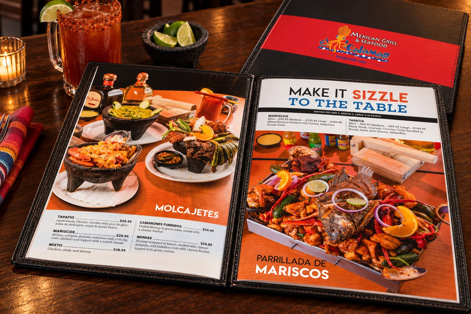 El Calamar: Branding, menus, signage & website