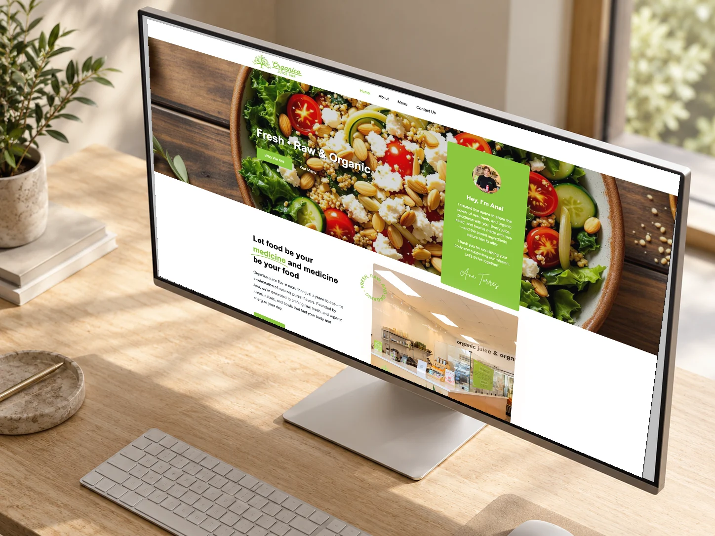 Organica Juice Bar: Website & menu design